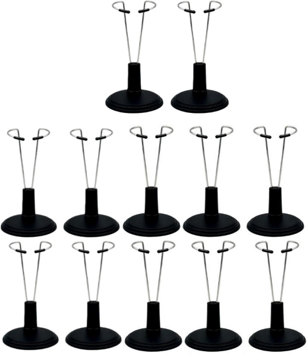 Verstelbare Poppenstandaard, Displaystandaard, Rechtopstaande Knuffelstandaard (Zwart, 12-Pack) (Pop Niet Inbegrepen)