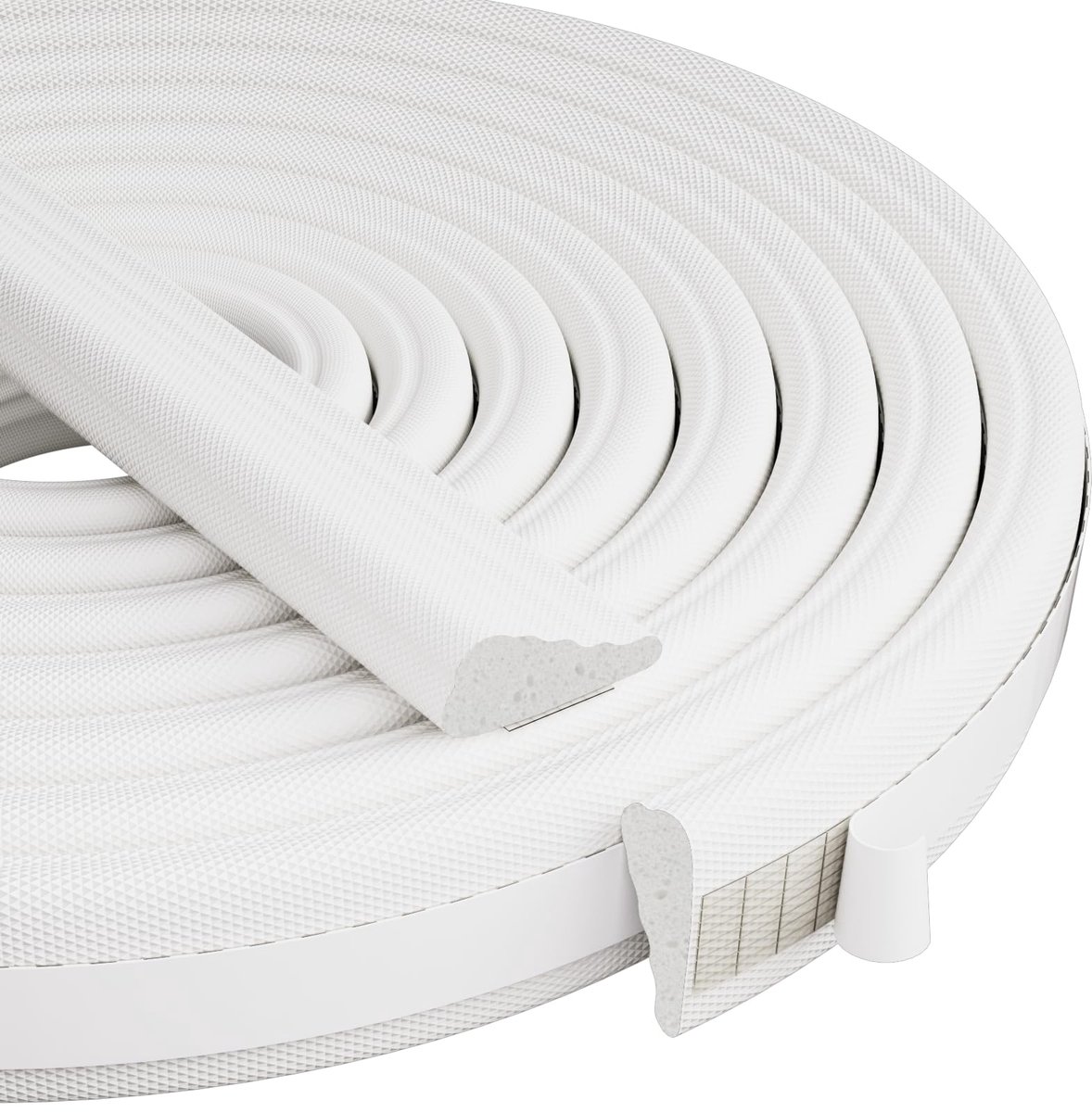 Zelfklevende wigvormige weerstrip 5M deurafdichtingsstrip raamisolatietape - geluidsdichte kiervuller, tochtwerende schuimtape voor deurkozijnen, wit