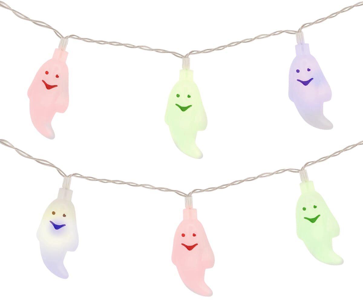 Halloween Lichtsnoer Doorzichtig Spookje Gekleurd - 3 Meter - 20 LED Lampjes - Halloween Decoratie - Gekleurd Licht