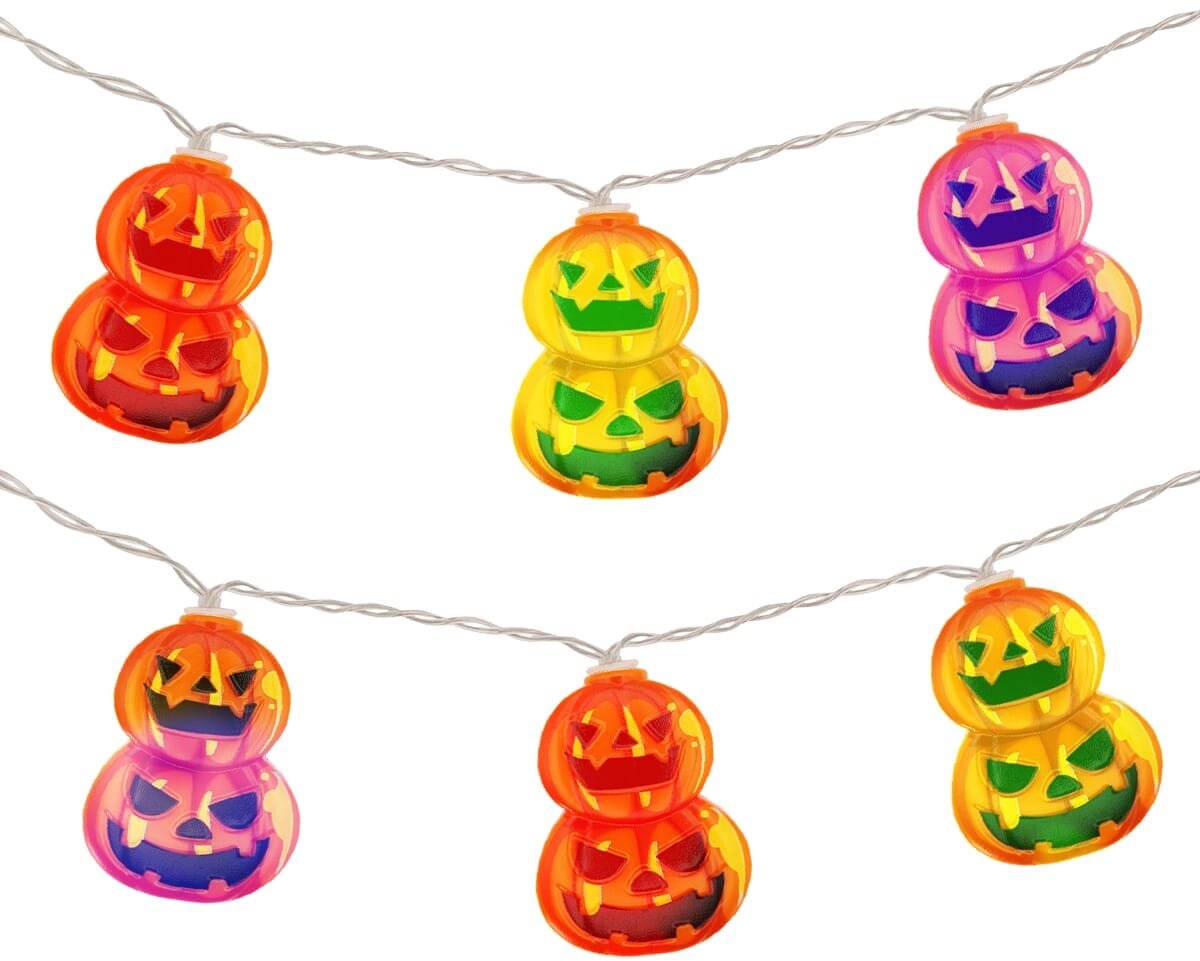 Halloween Lichtsnoer Dubbele Pompoenen Gekleurd - 6 Meter - 40 LED Lampjes - Inclusief Batterijen - Gekleurd Licht