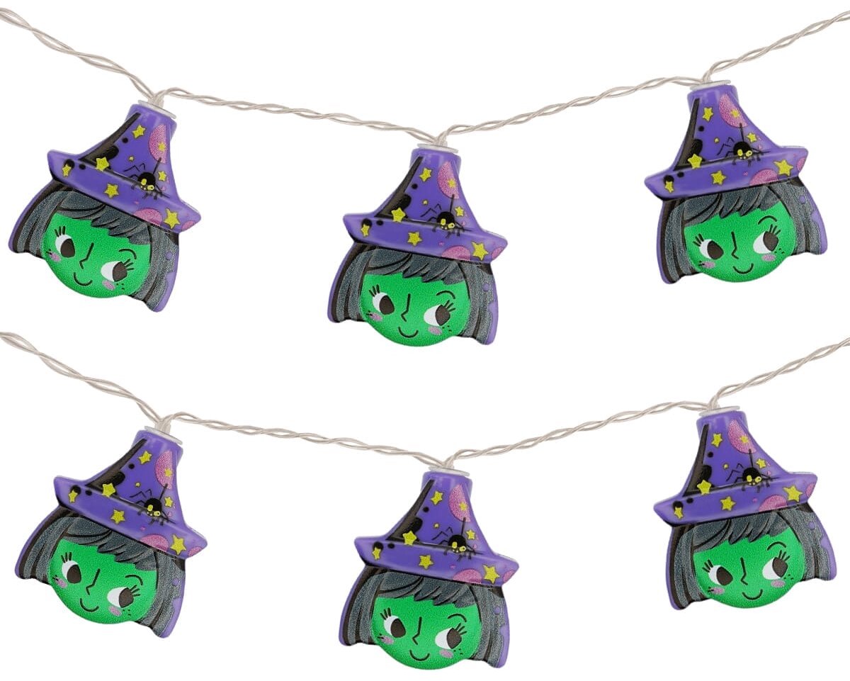 Halloween Lichtsnoer Heks - 1.5 Meter - 10 LED Lampjes - Inclusief Batterijen - Halloween Decoratie - Warm Wit Licht