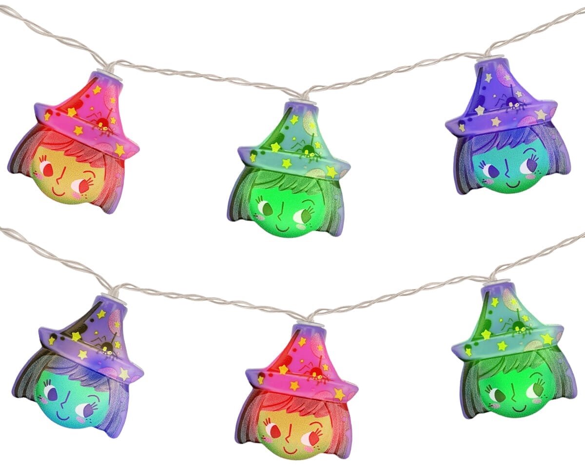 Halloween Lichtsnoer Heks Gekleurd - 6 Meter - 40 LED Lampjes - Inclusief Batterijen - Halloween Decoratie - Gekleurd Licht