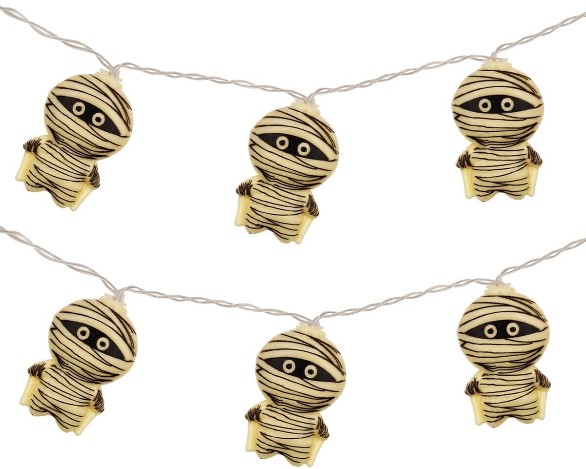 Halloween Lichtsnoer Mummie - 3 Meter - 20 LED Lampjes - Inclusief Batterijen - Warm Wit Licht