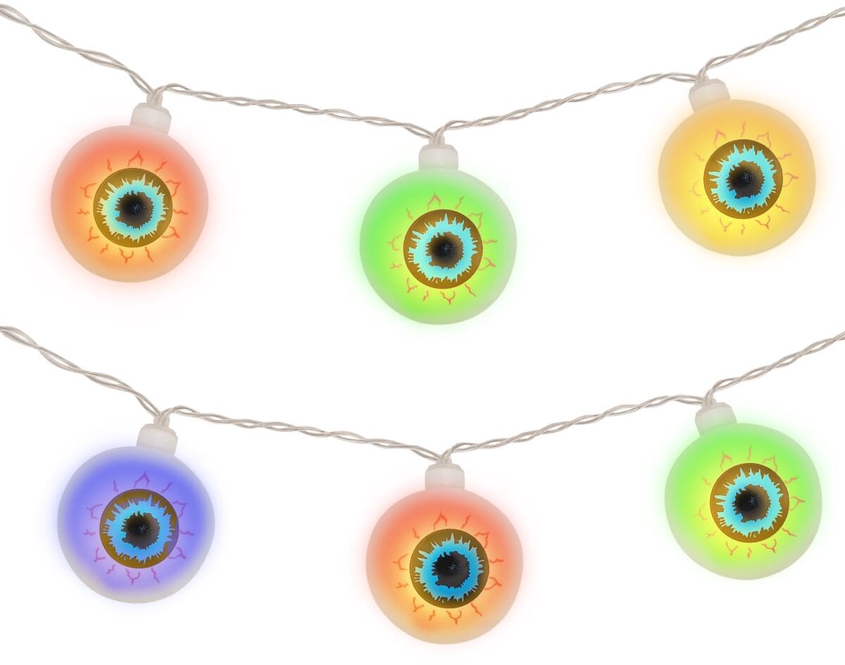 Halloween Lichtsnoer Oogballen Gekleurd - 3 Meter - 20 LED Lampjes - Inclusief Batterijen - Gekleurd Licht