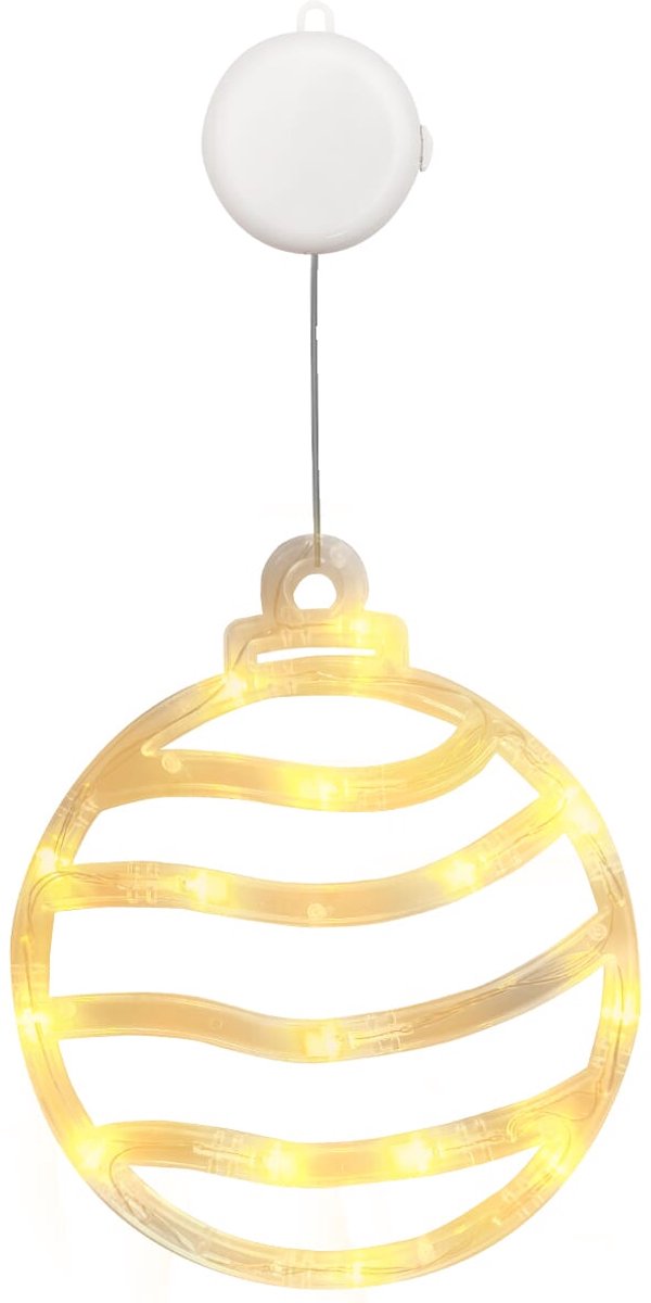 Kerstverlichting Raam Kerstbal - 18x20cm - Inclusief Batterijen - Kerstversiering met Zuignap