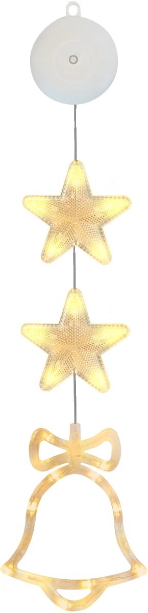 Kerstverlichting Raam Kerstbel - 77cm - Inclusief Batterijen - Kerstversiering met Zuignap - Warm Wit