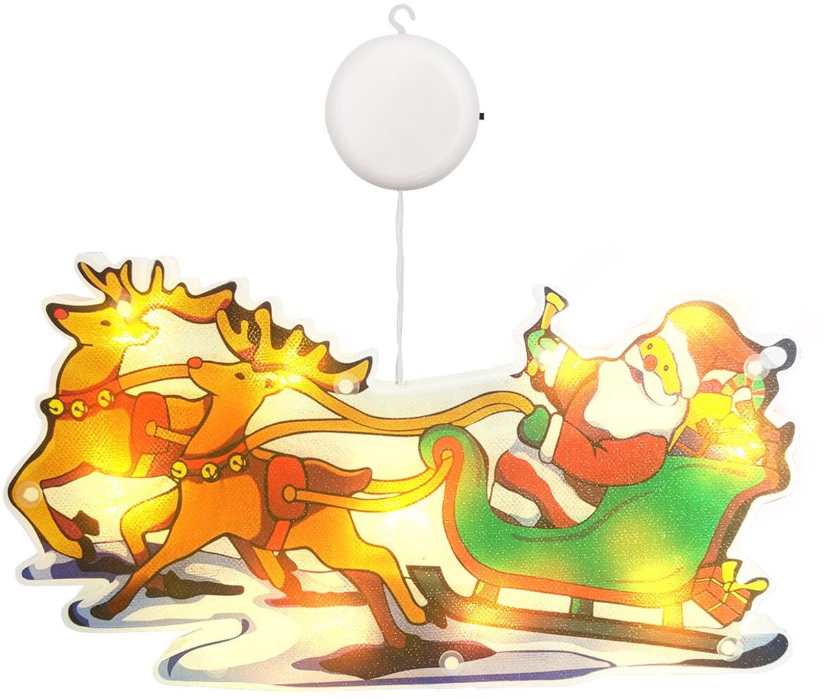 Kerstverlichting Raam Slee - 23x13cm - Inclusief Batterijen - Kerstversiering met Zuignap