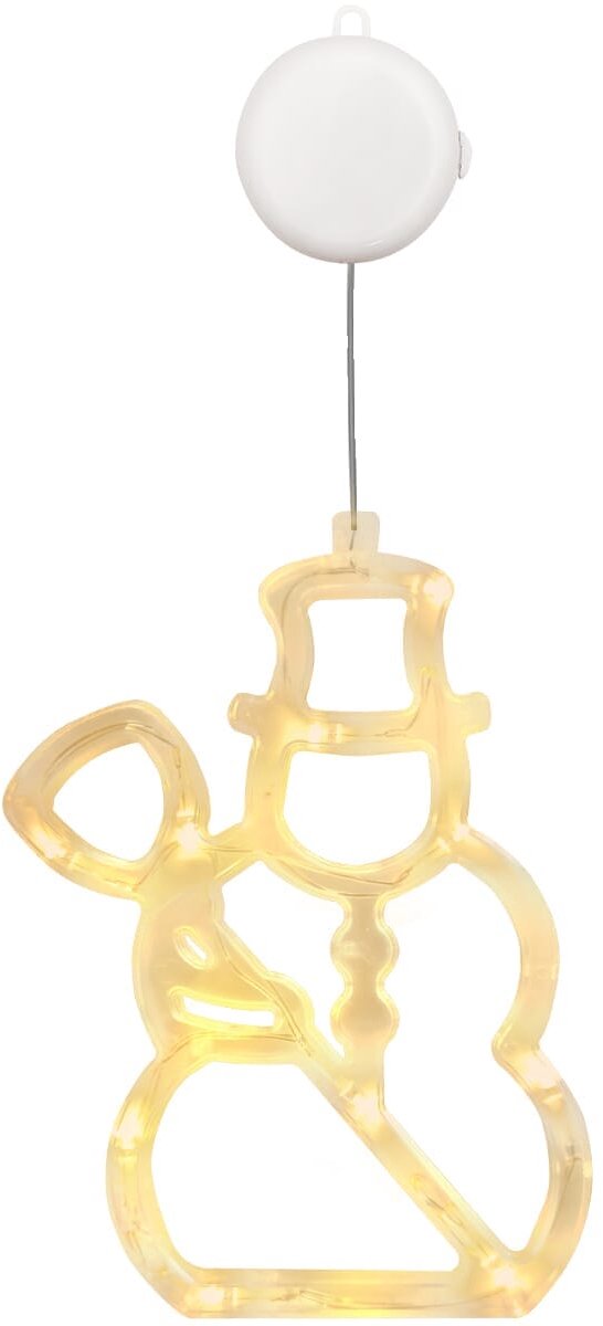 Kerstverlichting Raam Sneeuwpop met Bezem - 20x14cm - Inclusief Batterijen - Kerstversiering met Zuignap