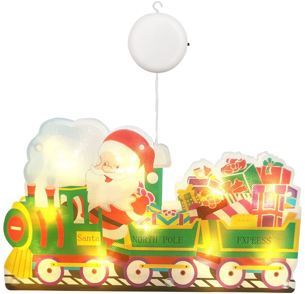 Kerstverlichting Raam Trein - 23x13cm - Inclusief Batterijen - Kerstversiering met Zuignap