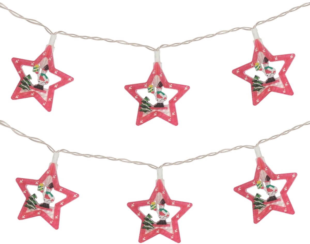 Kerstverlichting Ster met Sneeuwpop - 1.5m - 10 Lichtjes - USB Aansluiting - Lichtslinger