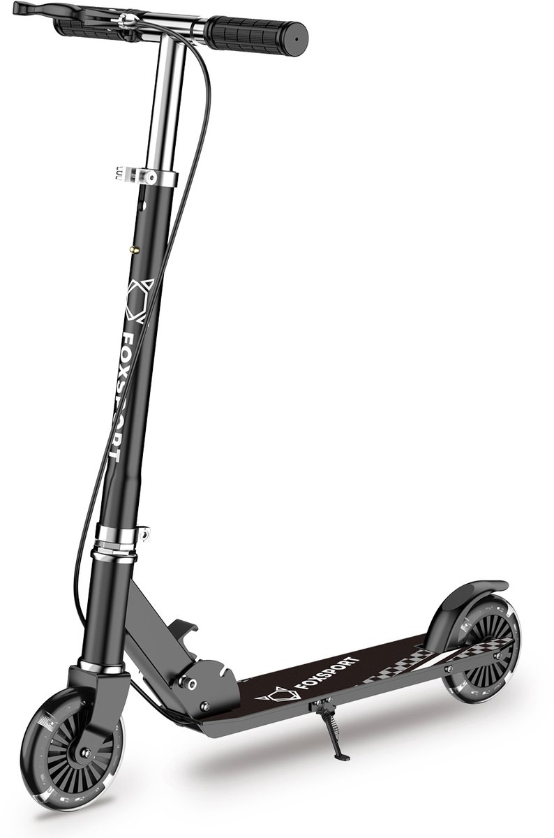 OFMOTRA Kinderstep - Scooter - met LED wielen - Opvouwbaar - Drie instelbare hoogte - met voetrem en handrem - Draagkracht tot 100 kg - zwart