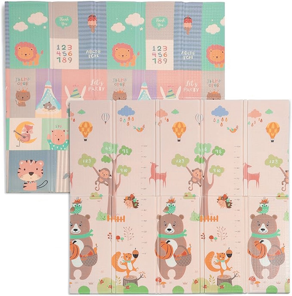 OFMOTRA Speelmat Baby - Speelkleed - Dubbelzijdige Speelmat Foam - Kruipmat - Opvouwbaar - Antislip en Waterafstotend - Beertjes -2 CM Dik-180 x 200 CM