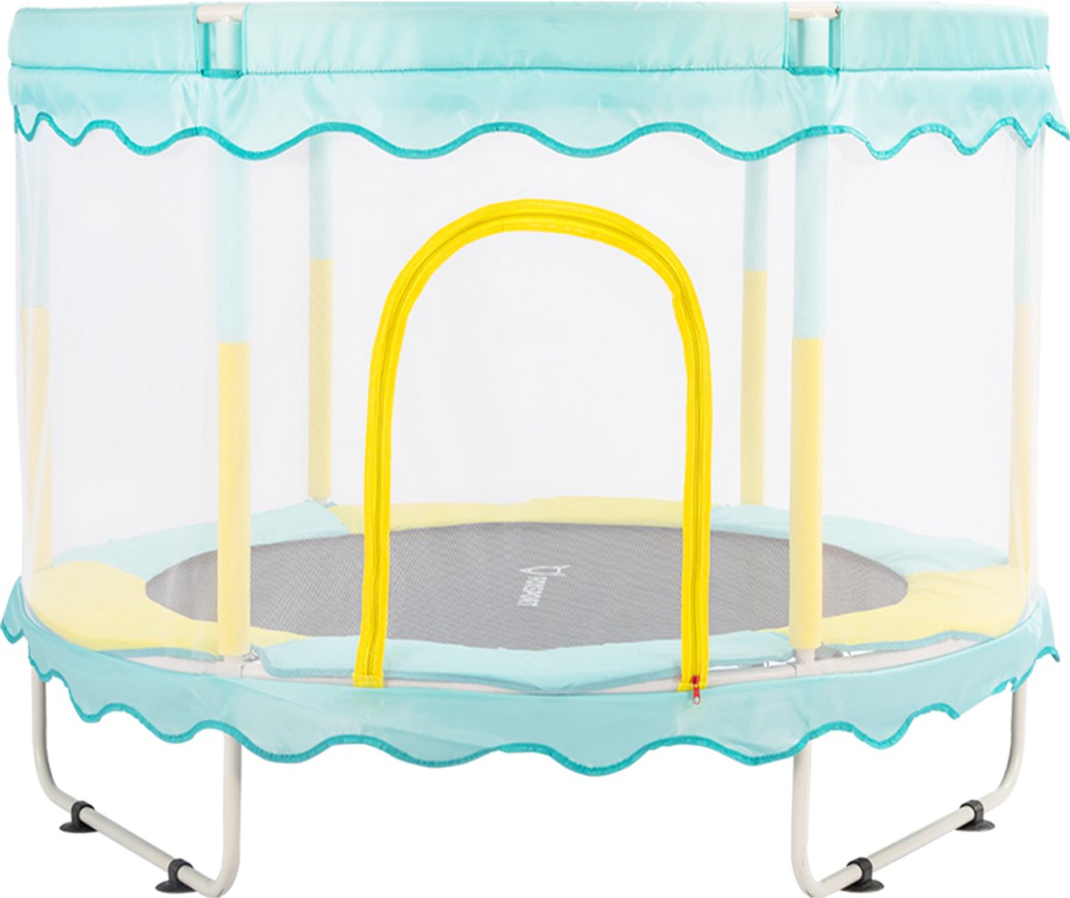 OFMOTRA Trampoline - Inclusief veiligheidsnet - Kinder Trampoline - Buitenspeelgoed - 150 cm - tot 100kg - Blauw