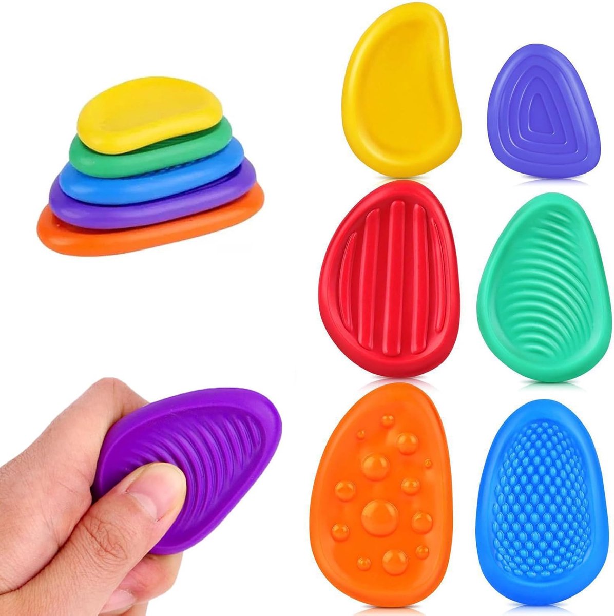 OIMG Fidget Toys - 6 stuks - Stress Relief Speelgoed - Sensorische Stenen - Sensomotorisch - Emotioneel Kalmerend Speelgoed - Stress Verzachtend voor Kinderen en Volwassenen