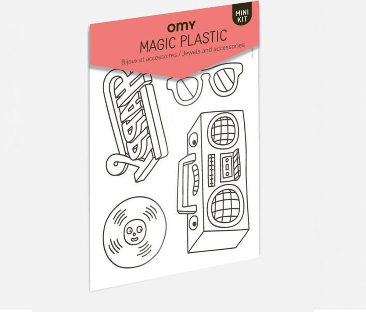 OMY - SET OF SHRINK MAGIC PLASTIC Create your own Keychain, Jewels, Accessories or Charms- MUSIC