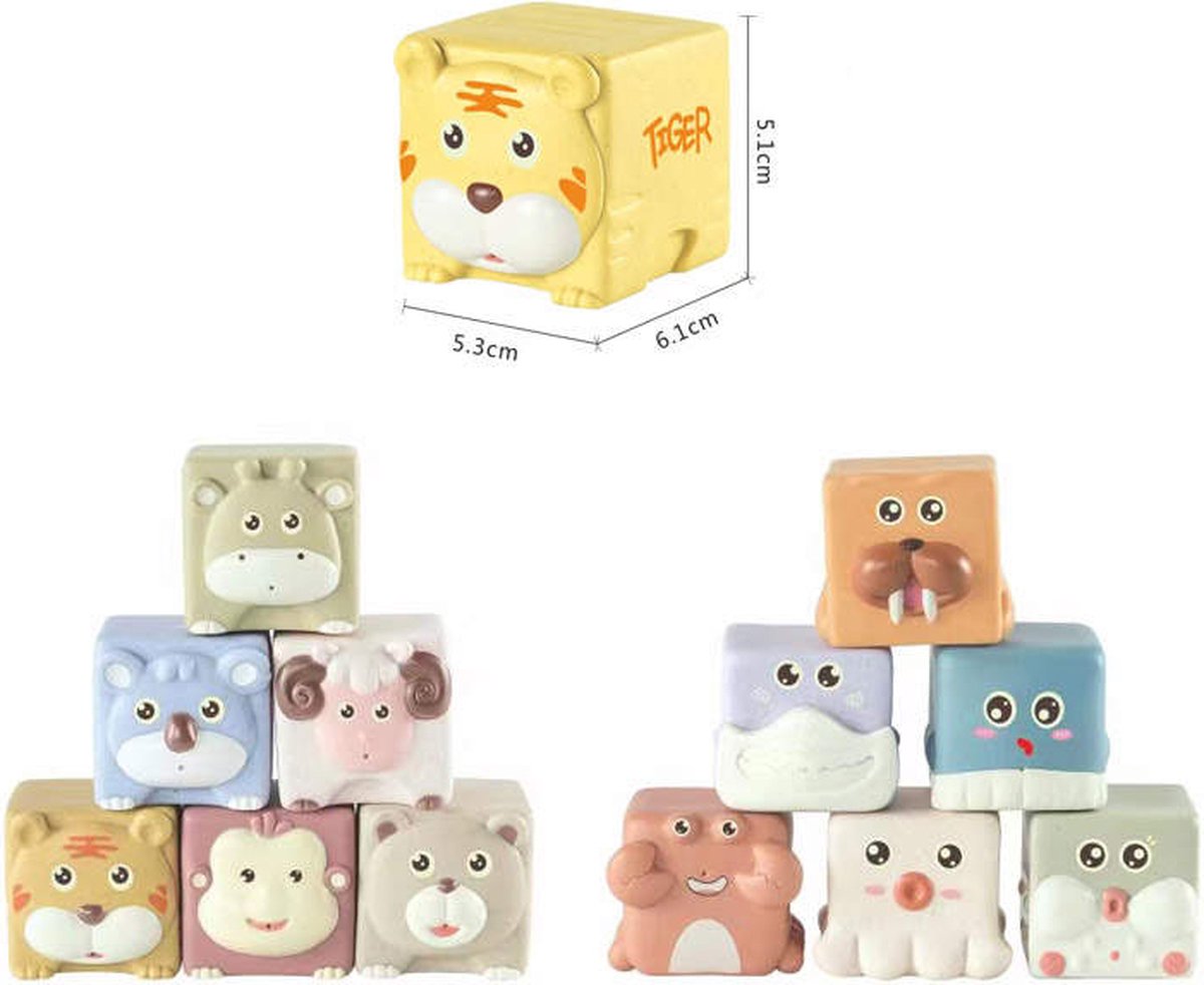 Zachte bouwblokken voor babys en kinderen 12 stuks - badspeelgoed - stapelblokken - speelgoed 1 jaar - speelgoed 2 jaar