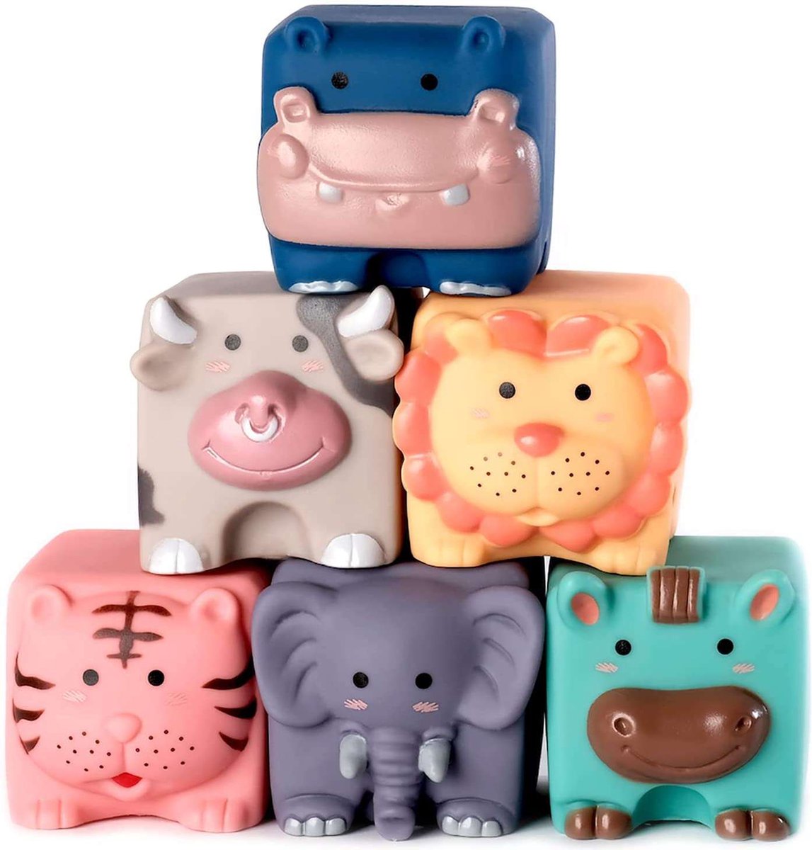 Zachte bouwblokken voor babys en kinderen 6 stuks - badspeelgoed - stapeltoren - stapelblokken - speelgoed 1 jaar - speelgoed 2 jaar