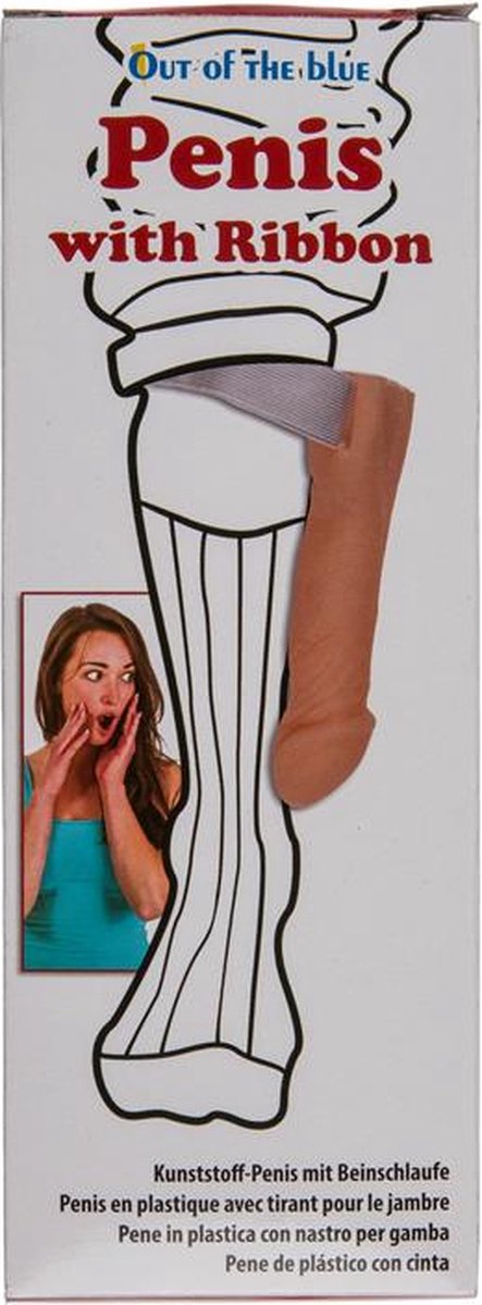 Plastic penis with ribbon, ca. 17, 5 cm-Cl.-48