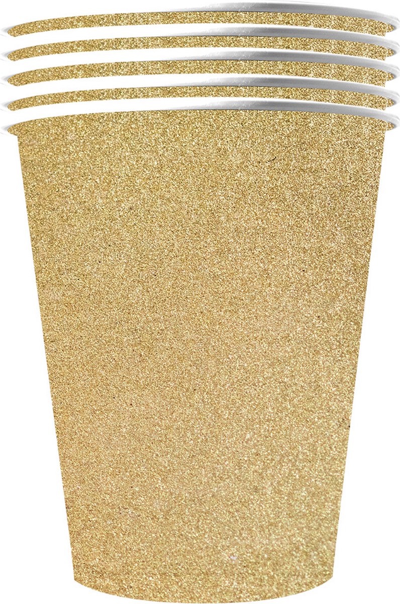 ORIGINAL CUP - 10 Amerikaanse glinsterende gouden recyclebare kartonnen bekers 53 cl