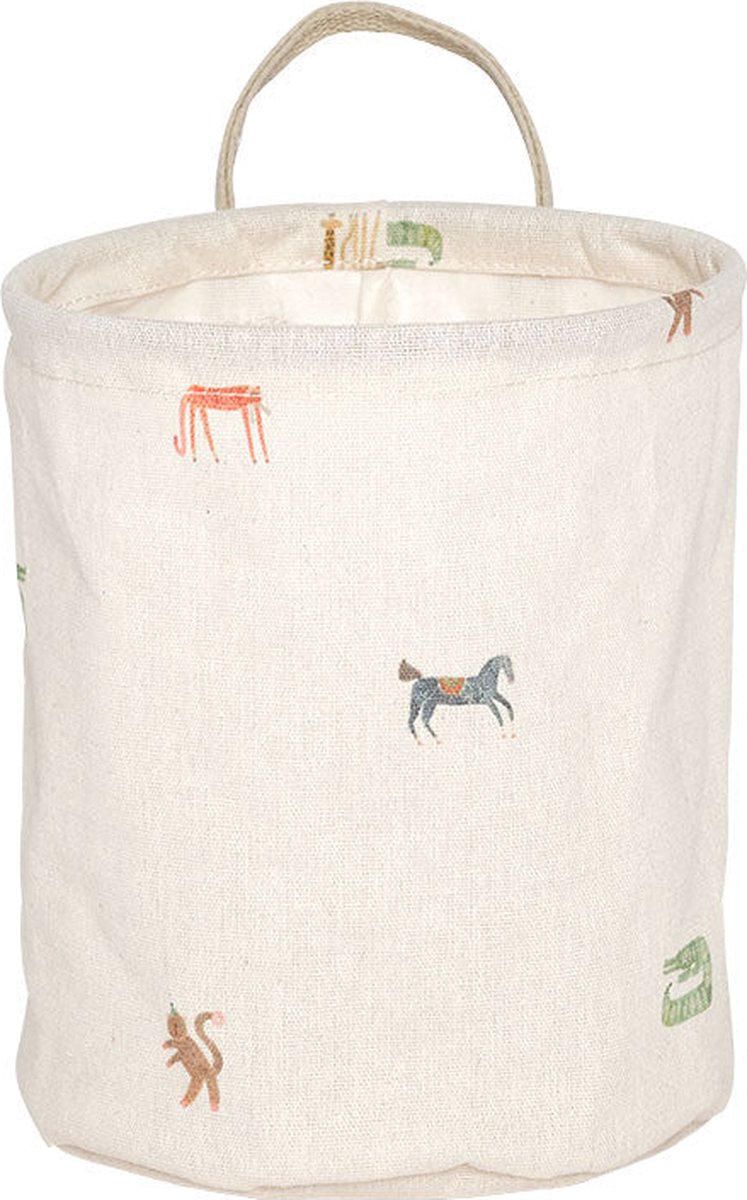 OYOY Moira Opbergmandje Rond Katoen, Polyamide, Polyester, Viscose Beige, Meerkleurig, Wit