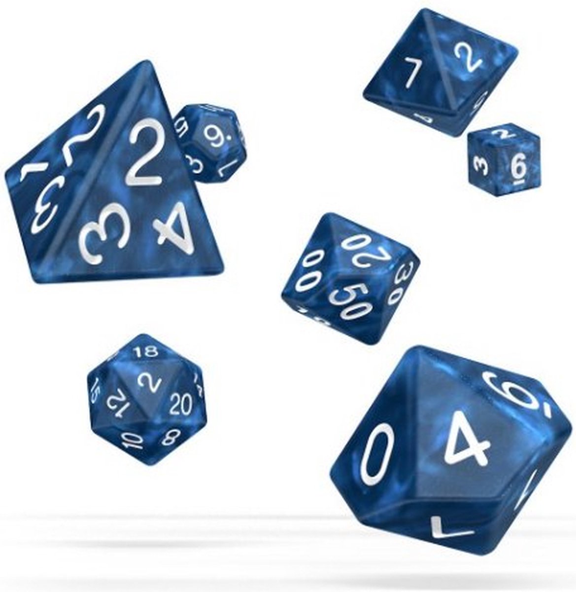 Blauw / Blue Marble RPG set Dobbelstenen Oakie Doakie (7)