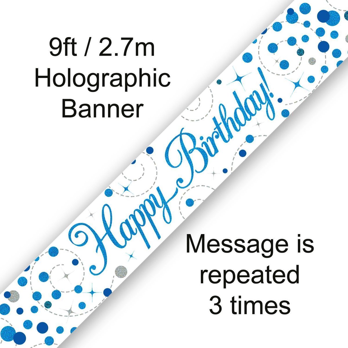 Banner Happy Birthday Blue Holographic