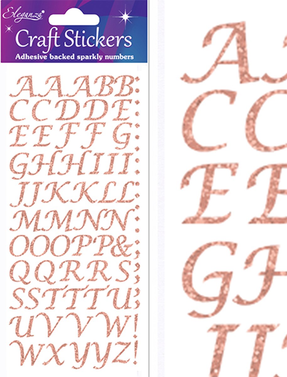 Stickers Alfabet Rose Gold cursief letter (per vel)