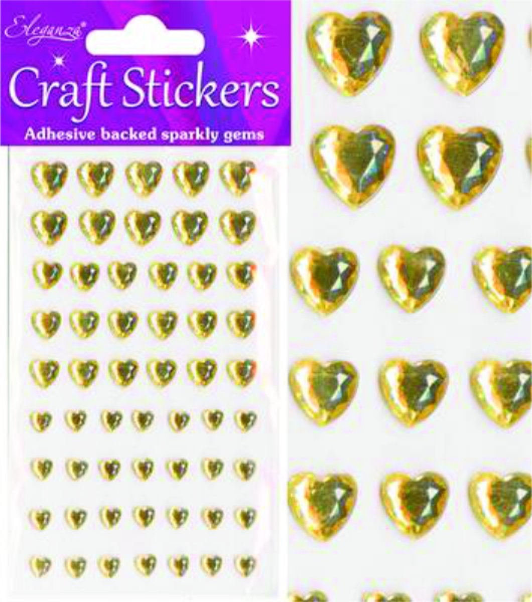 Stickers Diamanten Hartjes Goud Assorti (per vel)