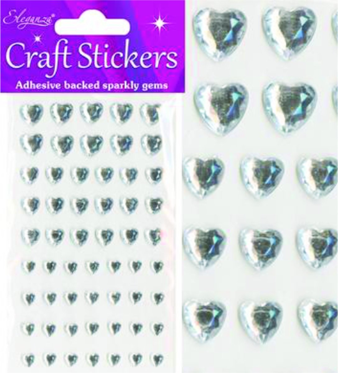 Stickers Diamanten Hartjes Zilver Assorti (per vel)