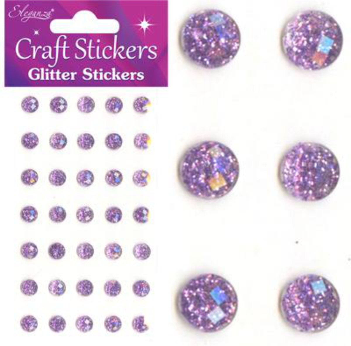 Stickers Glitter Diamantjes Lavendel (per vel)