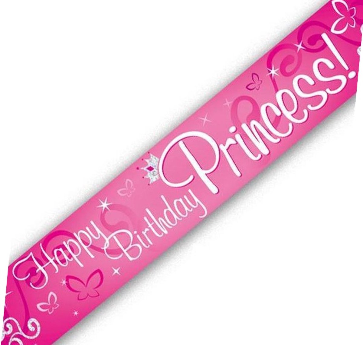 Banner Happy Birthday Princess slinger folie 2,7 meter.