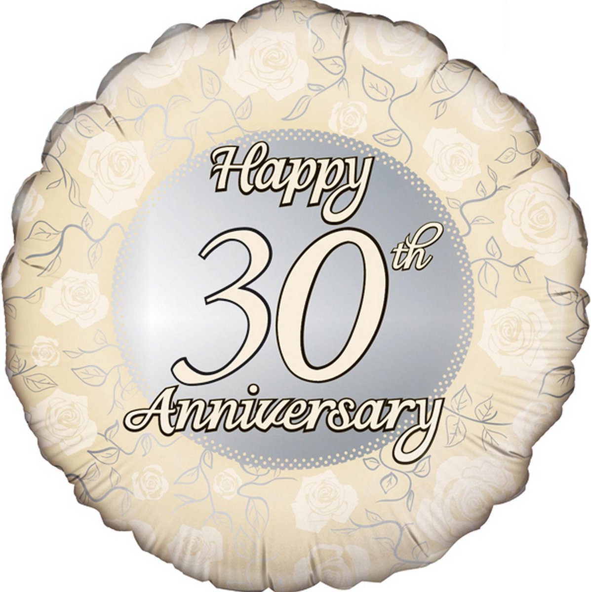 Oaktree 18 Inch Circle Happy 30th Anniversary Foil Balloon (Gold/Silver)