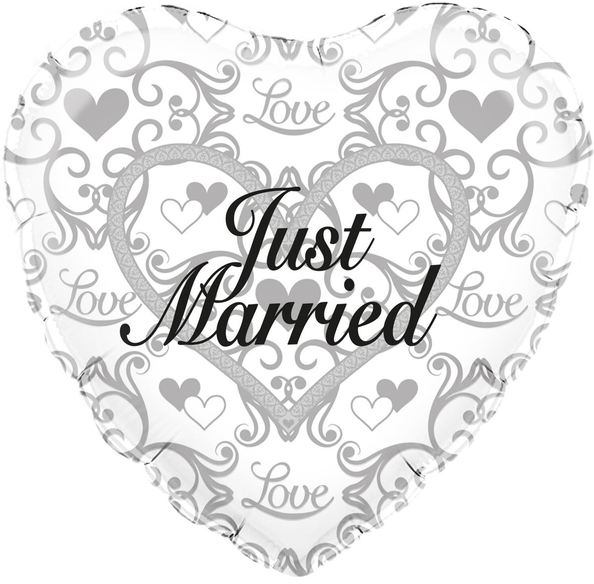 PartyXplosion - Oaktree - Folieballon - Huwelijk - Just married - Zonder vulling - 45cm