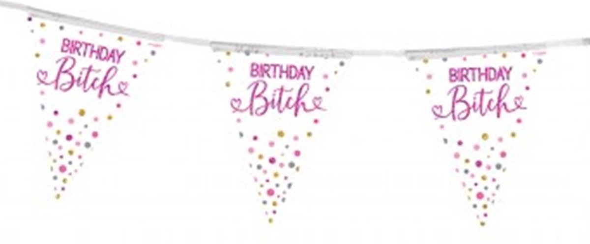 Vlaggenlijn Birthday Bitch 11 vlaggen 4 m.
