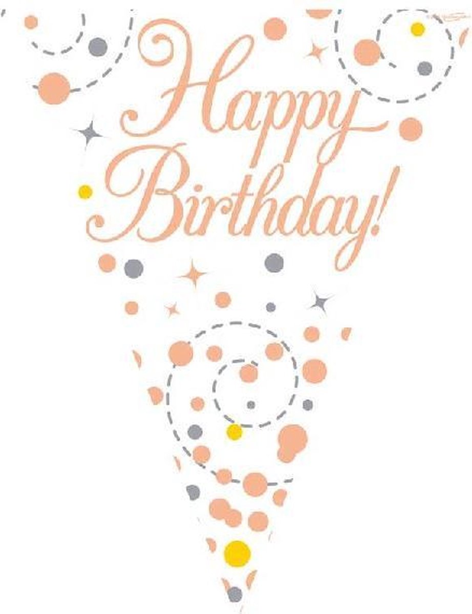 rosé goud happy birthday vlaggetjes