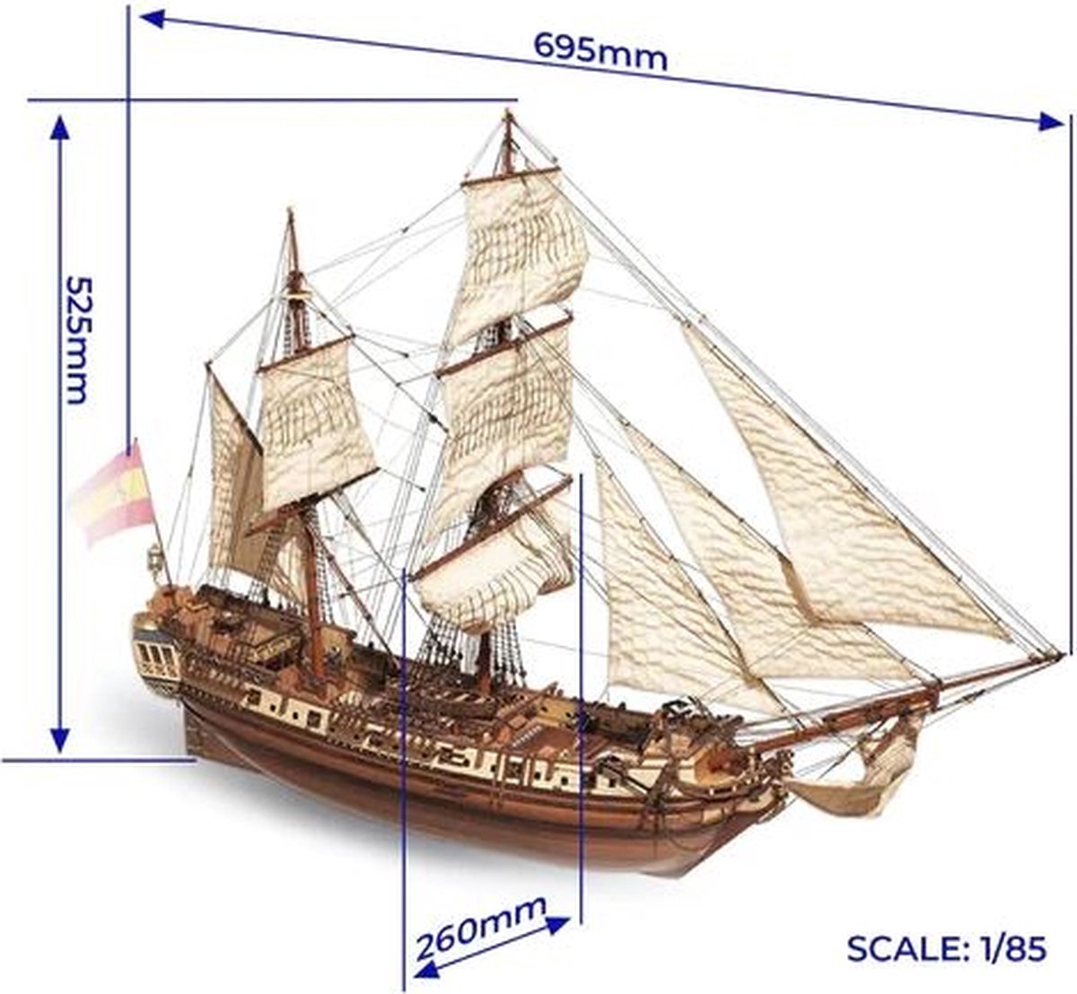 Occre - La Candelaria - Houten Modelbouw - Historisch schip - schaal 1:85