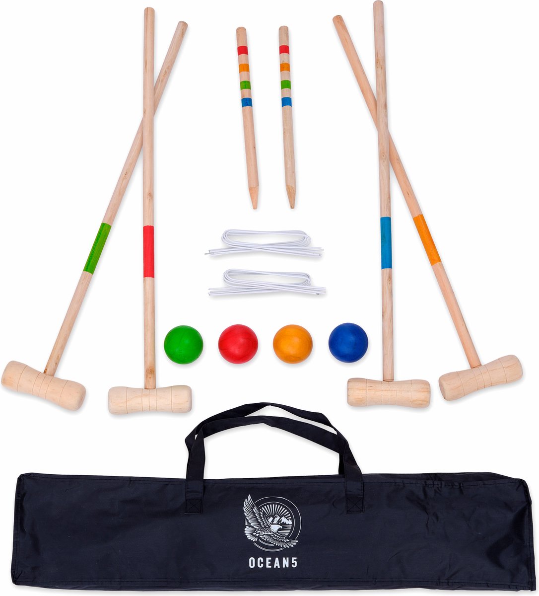   Croquet Set XXL â€“ outdoor croquet tuinspel, het behendigheidsspel van hout, voor kinderen en volwassenen, voor 2-4 spelers