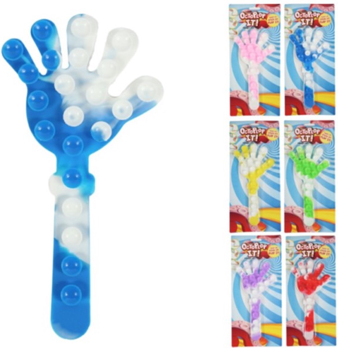 OctoPlop It! Fidget Toy - Zuignapstrip Hand - 21 cm - Verschillent Uitgeleverd