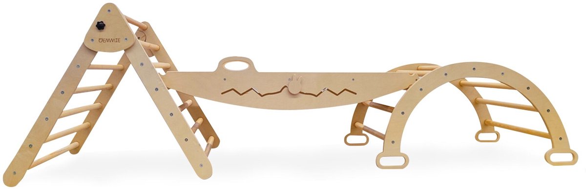 Oemmie Klimrek - Klimboog - 3-delig - Balans board kinderen - Houten Klimrek - Opvouwbare Klim Driehoek - Kinder klimtoren Montessori