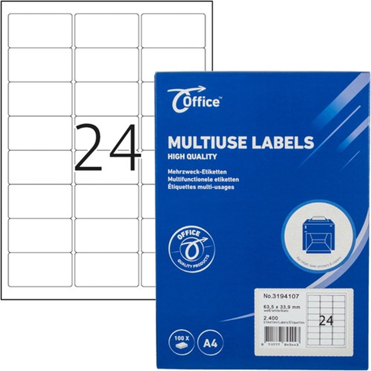 Etiket Office A4 - 63,5X33,9 - 24X
