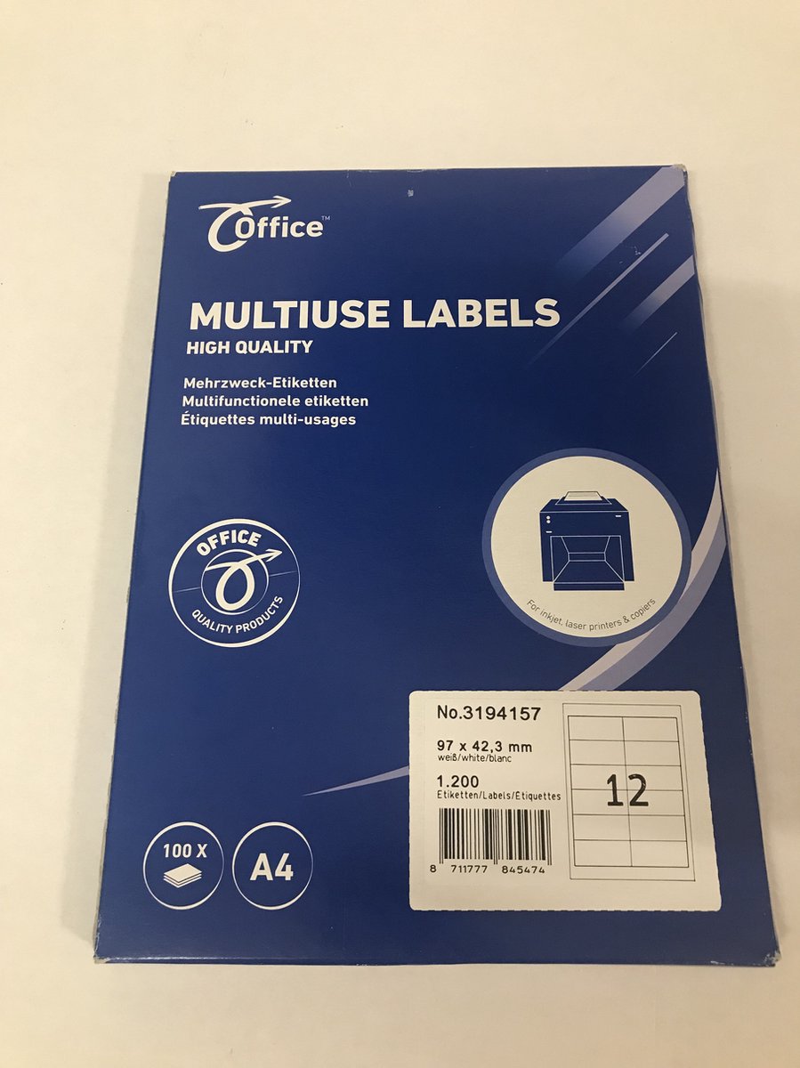 Etiket Office A4 97X42 - 3 12X
