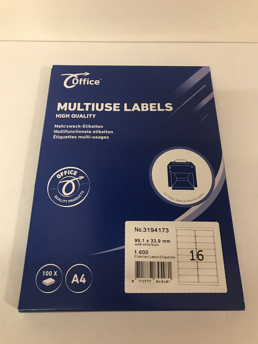 Etiket Office A4 99 - 1X33 - 9 16X O-HK