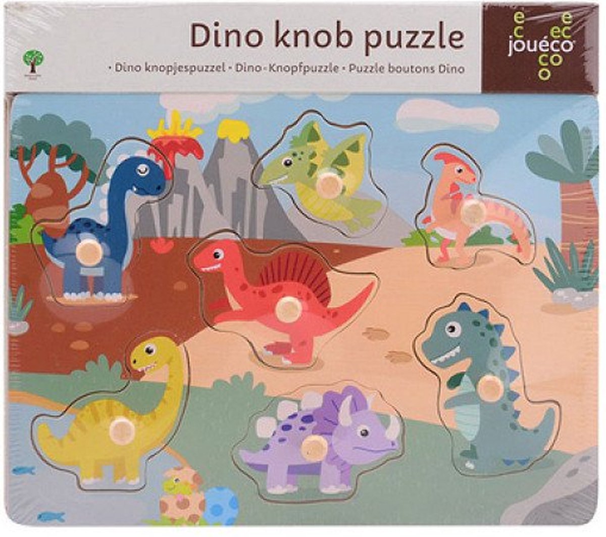 Jouéco houten dino puzzel - vormenpuzzel voor kinderen - FSC hout.