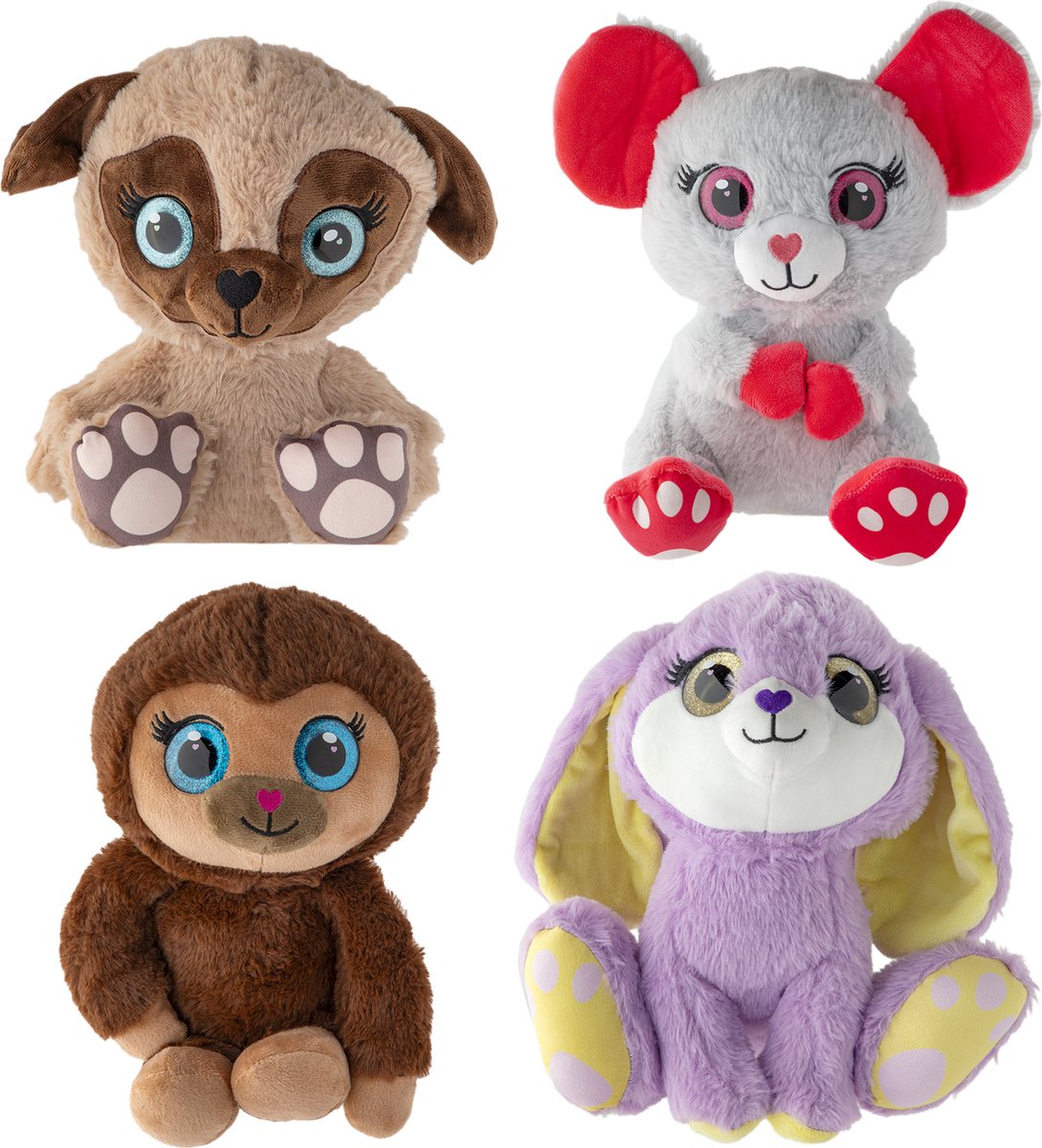 Ojo Knuffel Set van 4 Dierenknuffels - Grote Knuffel - 30 CM - Hoge Kwaliteit Pluche - Vulling van Gerecyclede PET-flessen
