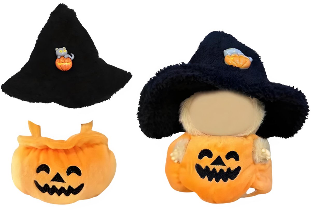 okido - Halloween kleding Labubu 17cm - Schattige kleding poppen - Labubu outfit incl Hoedje & Jurkje