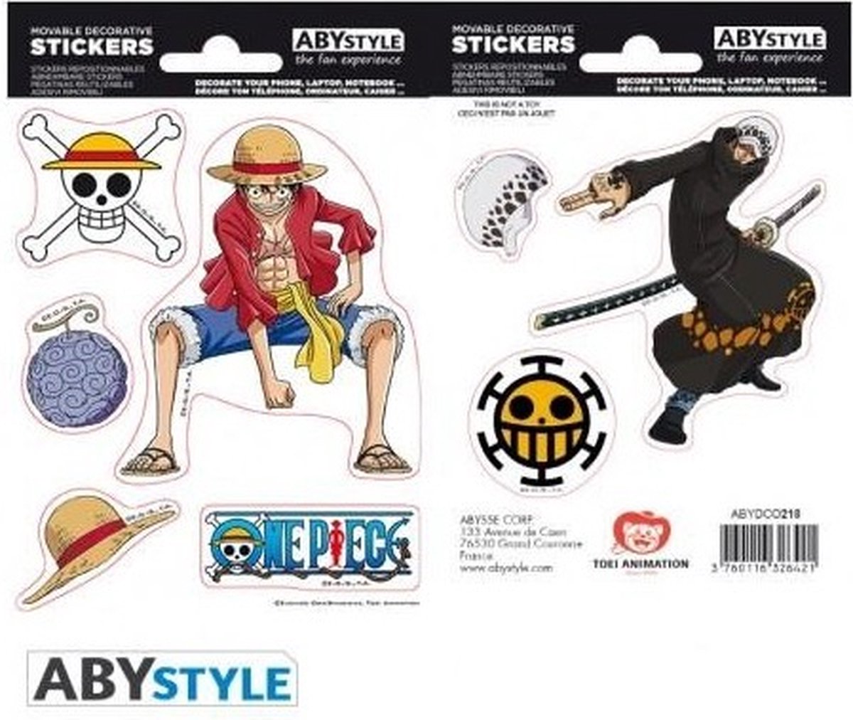 ONE PIECE - Stickers - 16x11cm/ 2 sheets - Luffy & Law X5