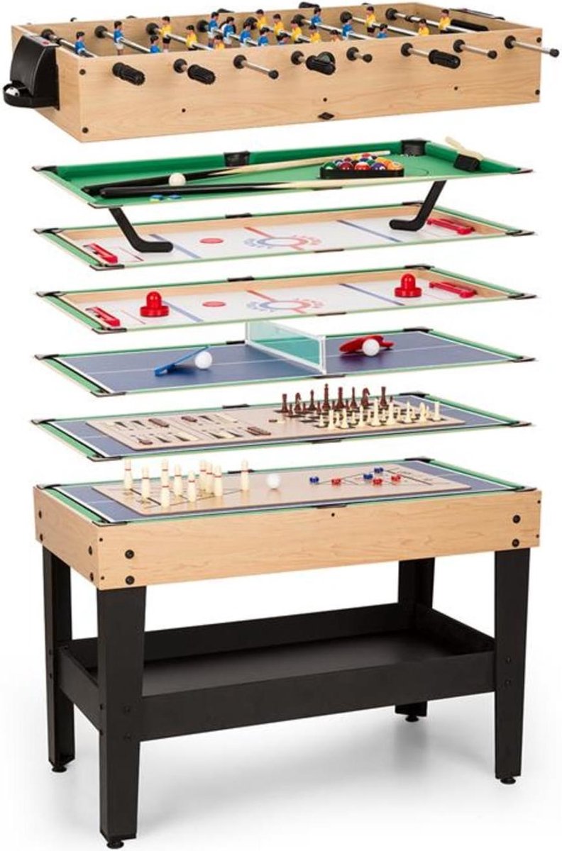 Game-Star speeltafel met 37 spellen multigame opbergvak MDF