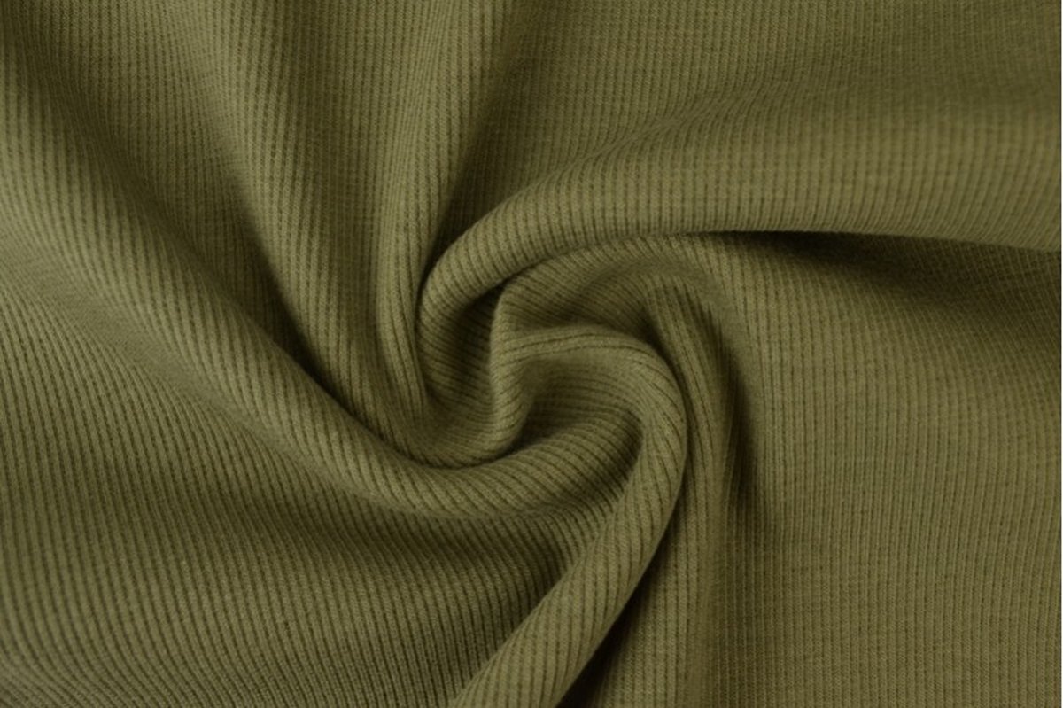 10 meter rib boordstof - Donker mosgroen - 60cm breed