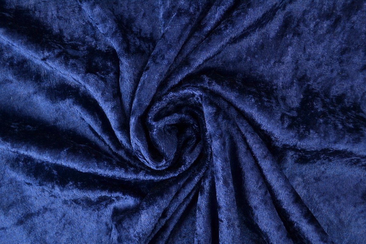 40 meter velours de panne - Marineblauw - Crushed velvet - 150cm breed