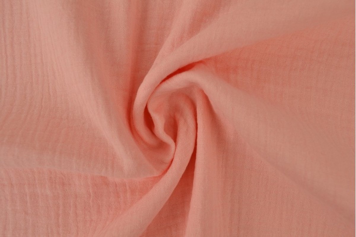 Mousseline stof - 1 meter - Per meter - Zalmroze - 135cm breed